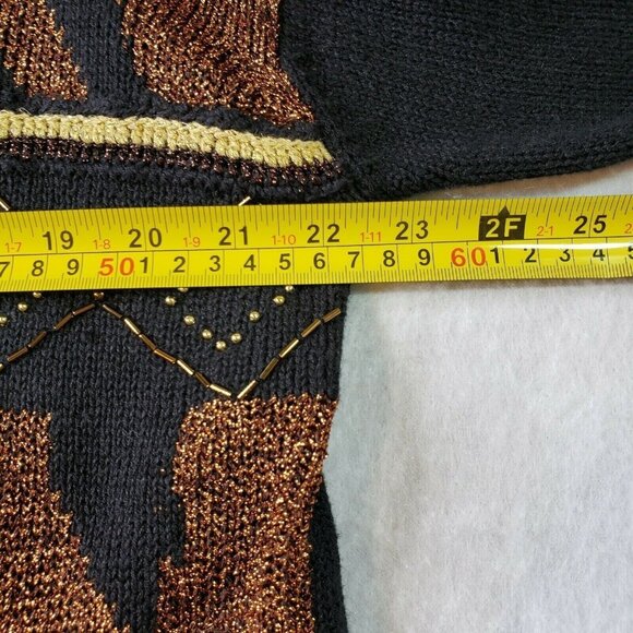 N8tive Nits Sandi And Jo Womens Black‎ Bronze Beaded Pullover Sweater Size XL - Picture 10 of 11